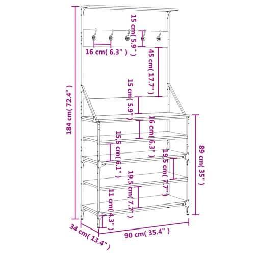 Stalak za odjeću sa spremištem za cipele crni 90x34x184 cm - Crna 90 x 34 x 184 cm 1 Cijena