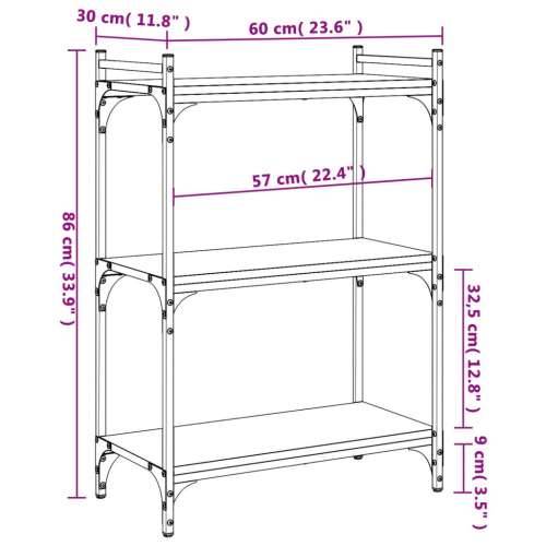 Regal za knjige s 3 razine siva boja hrasta 60x30x86 cm drveni - Sivi hrast sonoma 1 86 cm 60 cm Cijena