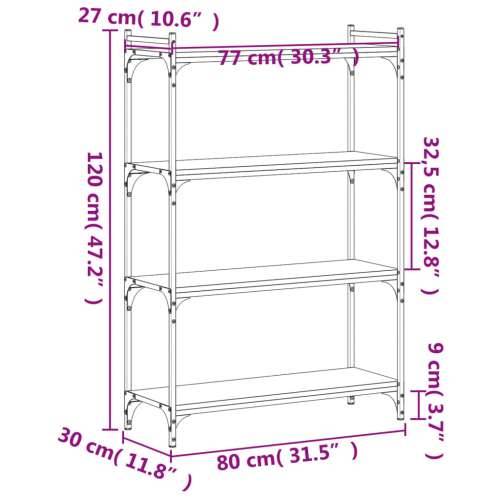 Regal za knjige s 4 razine boja hrasta 80 x 30 x 120 cm drveni - sonoma hrast 1 120 cm 80 cm Cijena