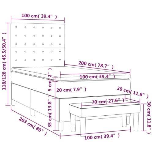 Krevet s oprugama i madracem plavi 100 x 200 cm od tkanine - Plava 100 x 200 cm gumbi Cijena