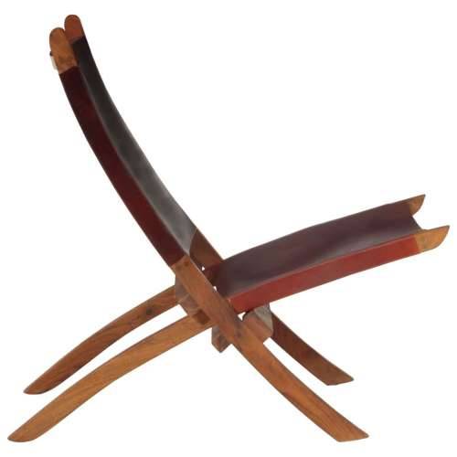 Sklopiva stolica za opuštanje tamnosmeđa od prave kože Cijena