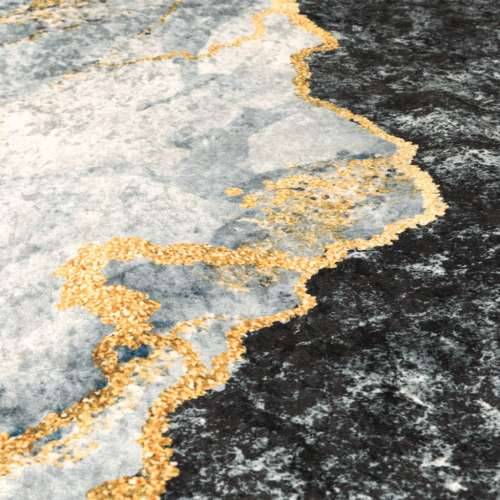 Perivi tepih raznobojni 160 x 230 cm protuklizni - zlatna i bijela 160 x 230 cm Cijena