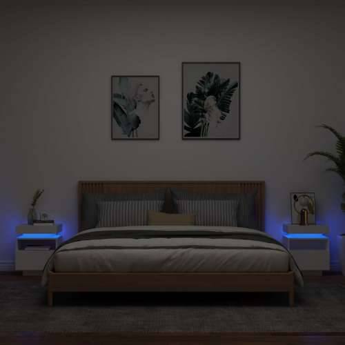 Noćni ormarići s LED svjetlima 2 kom bijeli 40 x 39 x 48,5 cm - Bijela 2 Cijena