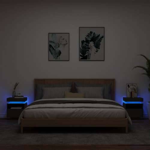 Noćni ormarići s LED svjetlima 2 kom crni 40x39x48,5 cm - Crna 2 Cijena