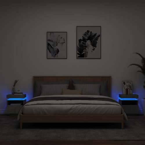Noćni ormarići s LED svjetlima 2 kom boja betona 40x39x48,5 cm - Beton siva 2 Cijena