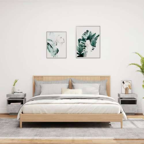 Noćni ormarići s LED svjetlima 2 kom boja betona 40x39x48,5 cm - Beton siva 2 Cijena