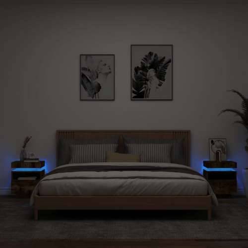 Noćni ormarići s LED svjetlima 2kom dimljeni hrast 40x39x48,5cm - Dimljeni hrast 2 Cijena