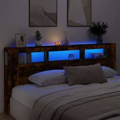 LED uzglavlje boja dimljenog hrasta 220x18,5x103,5 cm - Dimljeni hrast 220 x 103.5 cm 1 Cijena