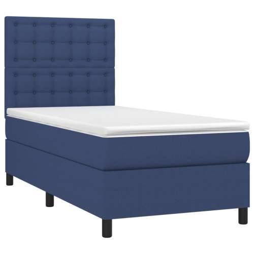 Krevet box spring s madracem LED plavi 100x200 cm od tkanine - Plava 100 x 200 cm gumbi Cijena