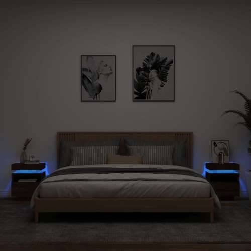 Noćni ormarići s LED svjetlima 2 kom boja hrasta 40x39x48,5 cm - Smeđi hrast 2 Cijena
