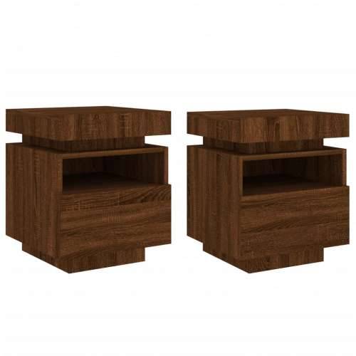 Noćni ormarići s LED svjetlima 2 kom boja hrasta 40x39x48,5 cm - Smeđi hrast 2 Cijena