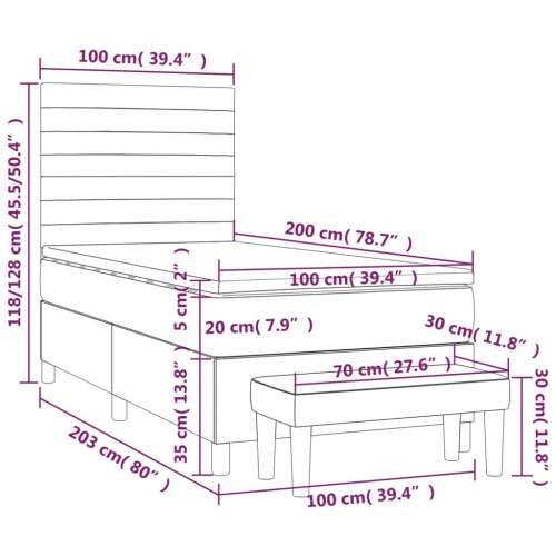 Krevet s oprugama i madracem plavi 100 x 200 cm od tkanine - Plava 100 x 200 cm vodoravne pruge Cijena