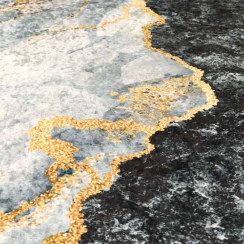 Perivi tepih raznobojni 190 x 300 cm protuklizni - zlatna i bijela 190 x 300 cm Cijena