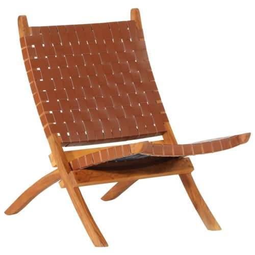 Sklopiva stolica za opuštanje smeđa od prave kože Cijena