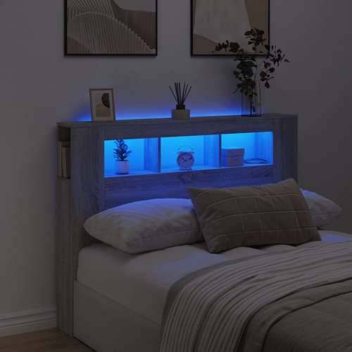 LED uzglavlje boja hrasta 140x18,5x103,5 cm konstruirano drvo - Sivi hrast sonoma 140 x 103.5 cm 1 Cijena