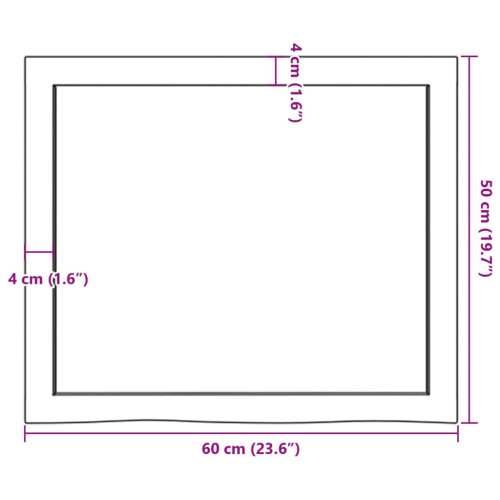 Kupaonska radna ploča tamnosmeđa 60x50x(2-6) cm tretirano drvo - Tamno smeđa 60 x 50 x 6 cm Cijena