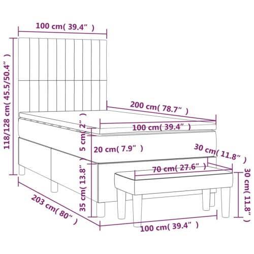 Krevet s oprugama i madracem smeđesivi 100 x 200 cm od tkanine - Sivo-smeđa 100 x 200 cm Okomite pruge Cijena