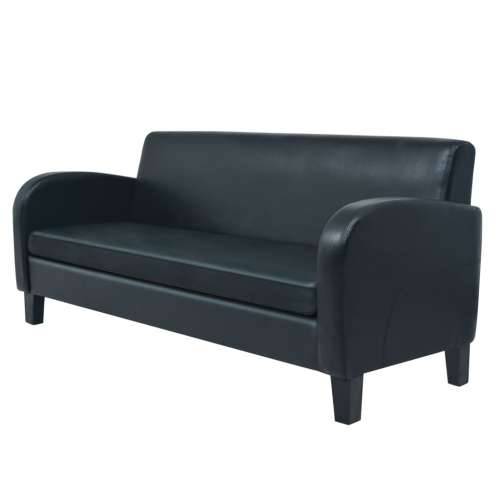 2-dijelni set sofa od umjetne kože crni - dvosjed + trosjed Cijena