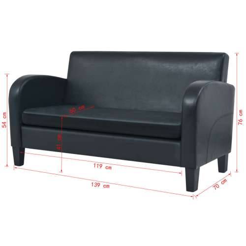2-dijelni set sofa od umjetne kože crni - dvosjed + trosjed Cijena