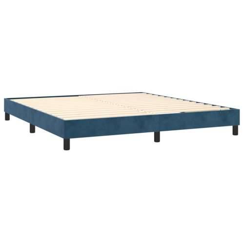 Krevet box spring s madracem LED tamnoplavi 160x200 cm baršun - Tamno plava 160 x 200 cm vodoravne pruge Cijena