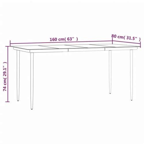 Vrtna garnitura - 5-dijelni vrtni blagovaonski set od poliratana crni - Crna Dužina stola 160 cm 4 Cijena