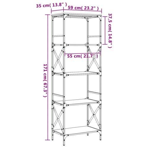 Regal za knjige s 5 razina boja hrasta 59 x 35 x 171 cm drveni - Dimljeni hrast 1 171 cm Cijena