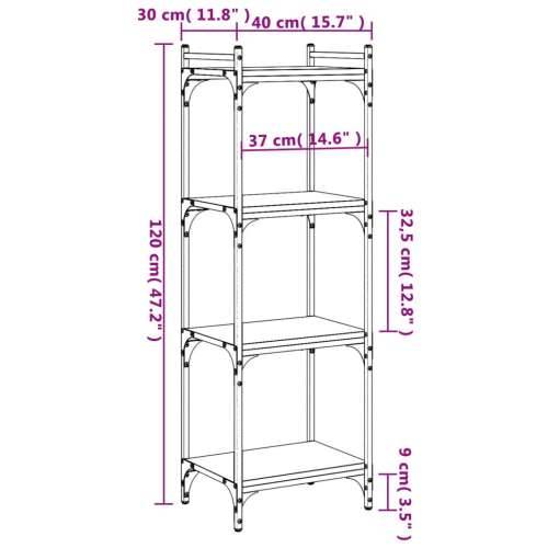 Regal za knjige s 4 razine crni 40x30x120 cm konstruirano drvo - Crna 1 120 cm 40 cm Cijena