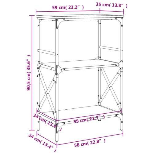 Regal za knjige s 3 razine boja hrasta 59 x 35 x 90,5 cm drveni Dimljeni hrast 1 90.5 cm Cijena