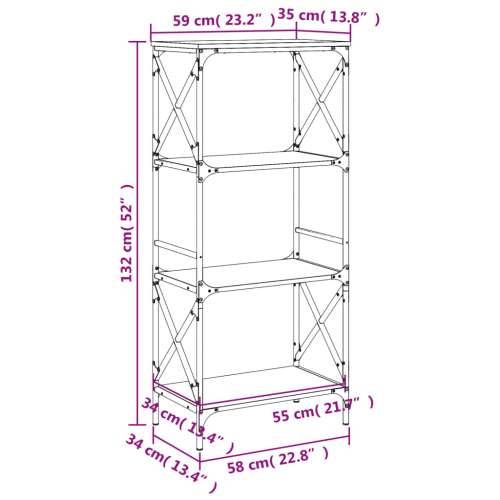 Regal za knjige s 4 razine boja hrasta 59 x 35 x 132 cm drveni - Smeđi hrast 1 132 cm Cijena