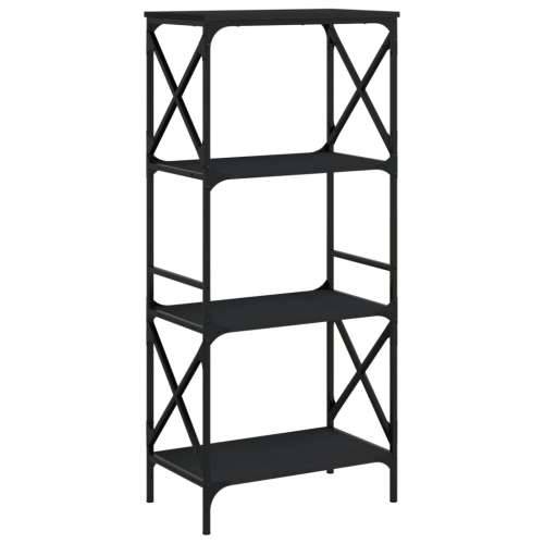 Regal za knjige s 4 razine crni 59x35x132 cm konstruirano drvo - Crna 1 132 cm Cijena