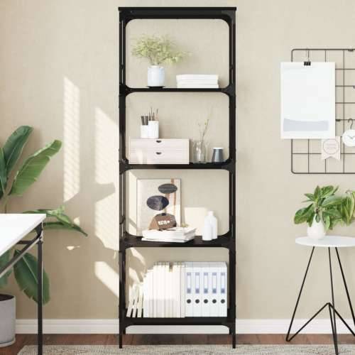 Regal za knjige s 5 razina crni 59x35x171 cm konstruirano drvo - Crna 1 171 cm Cijena