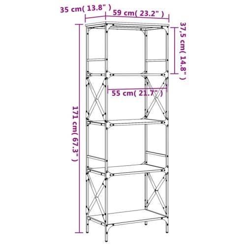 Regal za knjige s 5 razina crni 59x35x171 cm konstruirano drvo - Crna 1 171 cm Cijena
