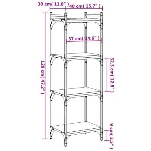 Regal za knjige s 4 razine boja hrasta 40 x 30 x 120 cm drveni - Dimljeni hrast 1 120 cm 40 cm Cijena