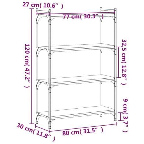 Regal za knjige 4 razine smeđa boja hrasta 80x30x120 cm drveni - Smeđi hrast 1 120 cm 80 cm Cijena