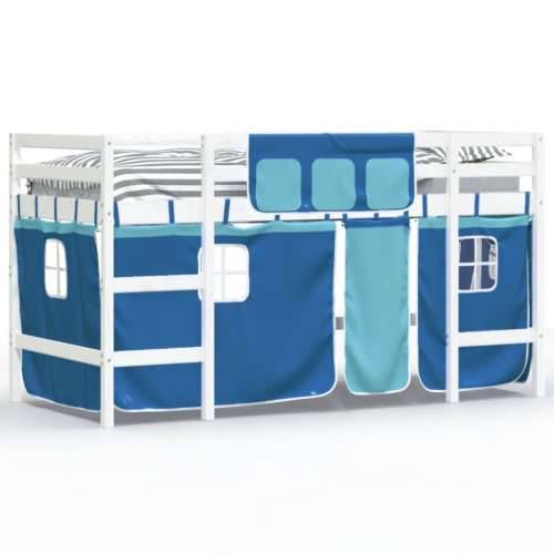 Dječji krevet na kat i zavjese plavi 80 x 200 cm borovina Cijena