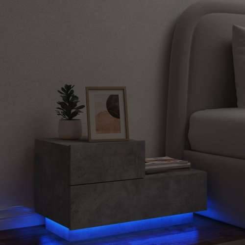 Noćni ormarić s LED svjetlima siva boja betona 70x36x40,5 cm - Beton siva 1 Cijena