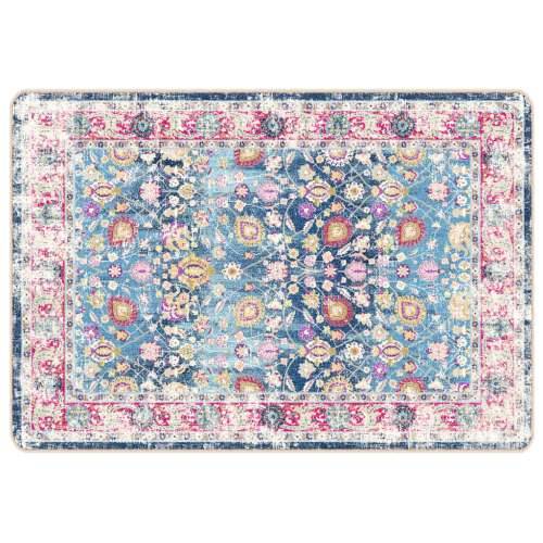 Perivi tepih raznobojni 160 x 230 cm protuklizni - plava i ružičasta 160 x 230 cm Cijena