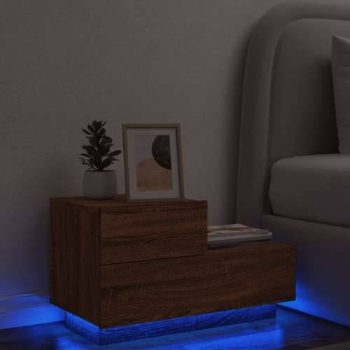 Noćni ormarić s LED svjetlima boja smeđeg hrasta 70x36x40,5 cm - Smeđi hrast 1 Cijena