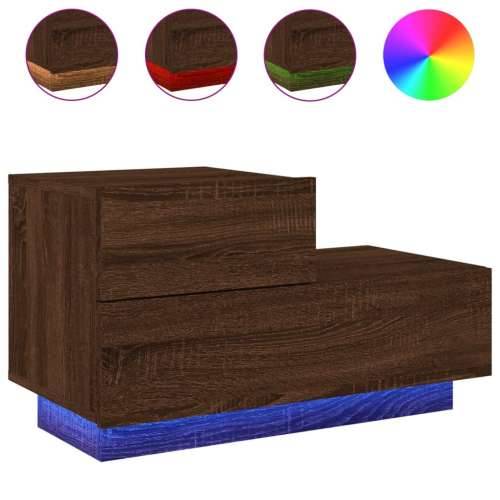 Noćni ormarić s LED svjetlima boja smeđeg hrasta 70x36x40,5 cm - Smeđi hrast 1 Cijena