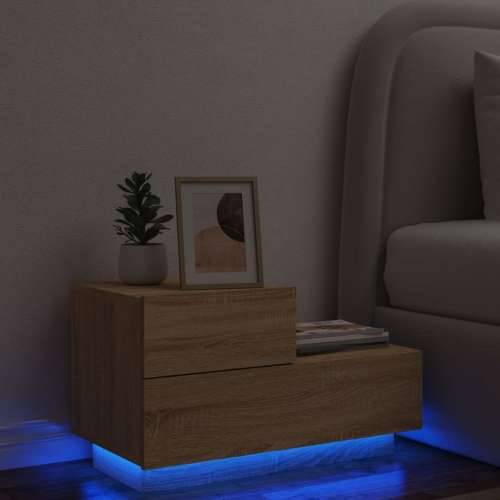 Noćni ormarić s LED svjetlima boja hrasta sonome 70x36x40,5 cm - sonoma hrast 1 Cijena