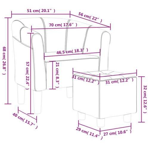 Zaobljena fotelja s tabureom smeđa od tkanine Cijena