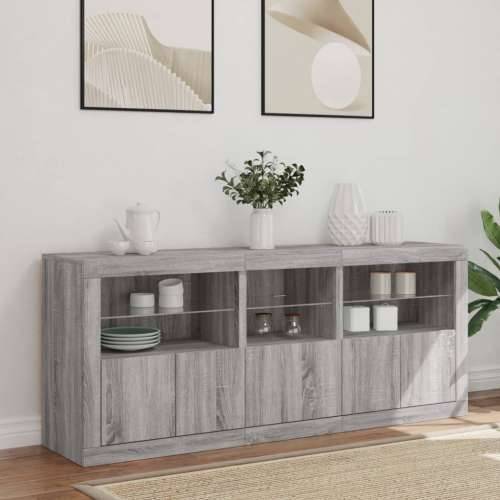 Komoda s LED svjetlima boja sivog hrasta 162 x 37 x 67 cm - Sivi hrast sonoma 1 Cijena