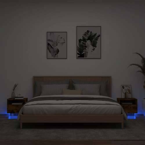 Noćni ormarići s LED svjetlima 2 kom dimljeni hrast 40x39x37 cm - Dimljeni hrast 2 Cijena