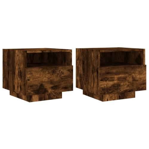 Noćni ormarići s LED svjetlima 2 kom dimljeni hrast 40x39x37 cm - Dimljeni hrast 2 Cijena