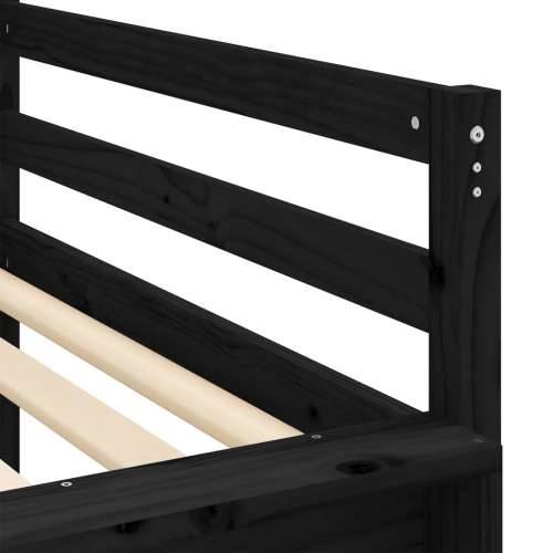 Dječji krevet na kat s tornjem plavi 80x200 cm masivna borovina - Crna i plava 80 x 200 cm Cijena