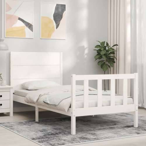 Okvir kreveta s uzglavljem bijeli mali od masivnog drva - Bijela 75 x 190 cm Cijena