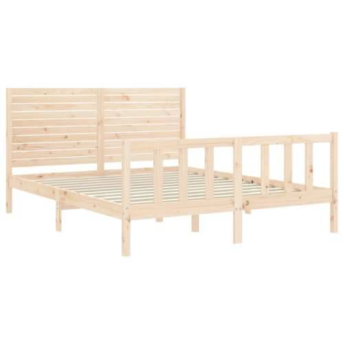 Okvir kreveta s uzglavljem veliki bračni od masivnog drva - Prirodna 150 x 200 cm Cijena