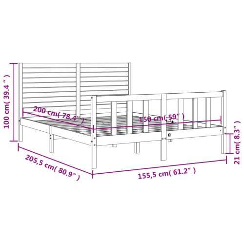 Okvir kreveta s uzglavljem veliki bračni od masivnog drva - Prirodna 150 x 200 cm Cijena