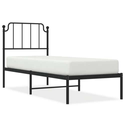 Metalni okvir za krevet s uzglavljem crni 80x200 cm - Crna 80 x 200 cm s uzglavljem Cijena