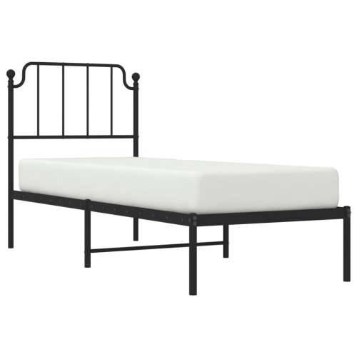 Metalni okvir za krevet s uzglavljem crni 80x200 cm - Crna 80 x 200 cm s uzglavljem Cijena